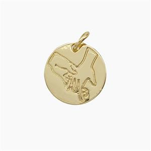 Copper Pendant Pave Zircon, Gold Plated, approx 13mm