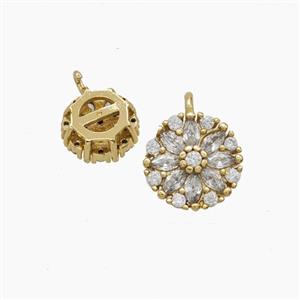 Copper Pendant Pave Zircon, Gold Plated, approx 9mm