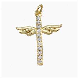 Copper Pendant Pave Zircon, Gold Plated, approx 20-22mm