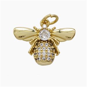 Copper Pendant Pave Zircon, Gold Plated, approx 13-19mm