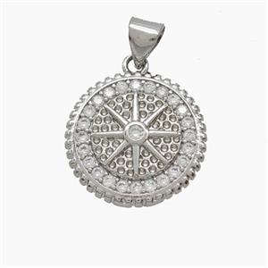 Copper Pendant Pave Zircon, Gold Plated, approx 17mm