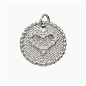 Copper Pendant Pave Zircon, Gold Plated, approx 17mm