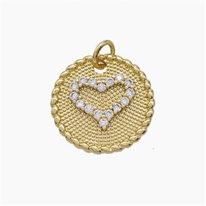 Copper Pendant Pave Zircon, Gold Plated, approx 17mm