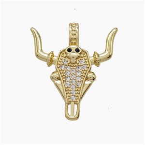 Copper Pendant Pave Zircon, Gold Plated, approx 22-25mm