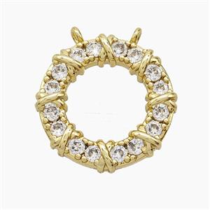 Copper Pendant Pave Zircon, Gold Plated, approx 20mm