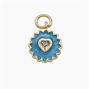 Enamel Copper Pendant, Gold Plated, approx 10mm