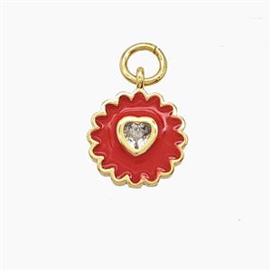 Enamel Copper Pendant, Gold Plated, approx 10mm