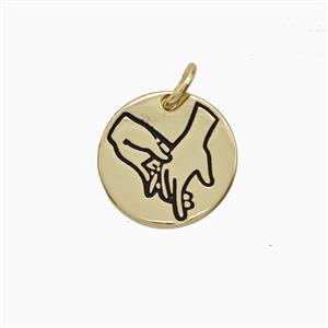 Enamel Copper Pendant, Gold Plated, approx 13mm