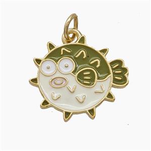 Enamel Copper Pendant, Gold Plated, approx 16-17.5mm
