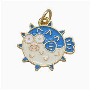 Enamel Copper Pendant, Gold Plated, approx 16-17.5mm