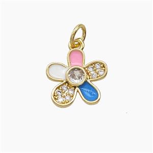 Enamel Copper Pendant, Gold Plated, approx 12mm