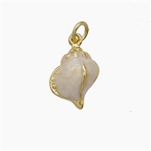 Enamel Copper Pendant, Gold Plated, approx 11-15mm