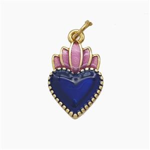 Enamel Copper Pendant, Gold Plated, approx 11-16mm