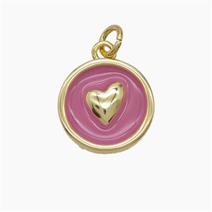 Enamel Copper Pendant, Gold Plated, approx 14.5mm