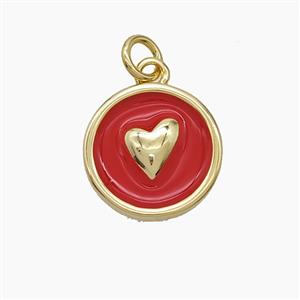 Enamel Copper Pendant, Gold Plated, approx 14.5mm