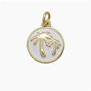 Enamel Copper Pendant, Gold Plated, approx 13mm