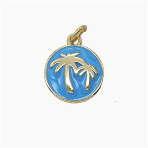 Enamel Copper Pendant, Gold Plated, approx 13mm