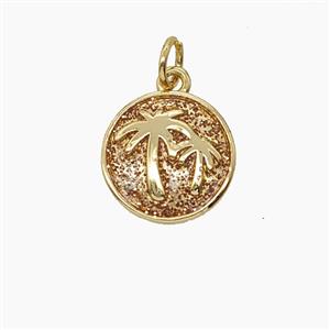 Enamel Copper Pendant, Gold Plated, approx 13mm
