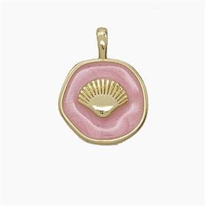 Enamel Copper Pendant, Gold Plated, approx 14mm