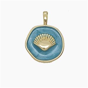 Enamel Copper Pendant, Gold Plated, approx 14mm
