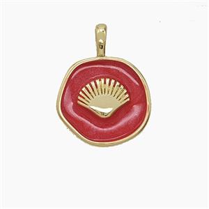 Enamel Copper Pendant, Gold Plated, approx 14mm