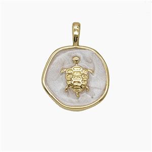 Enamel Copper Pendant, Gold Plated, approx 14mm