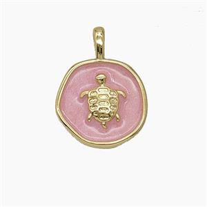 Enamel Copper Pendant, Gold Plated, approx 14mm