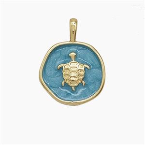 Enamel Copper Pendant, Gold Plated, approx 14mm