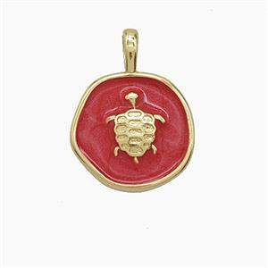 Enamel Copper Pendant, Gold Plated, approx 14mm