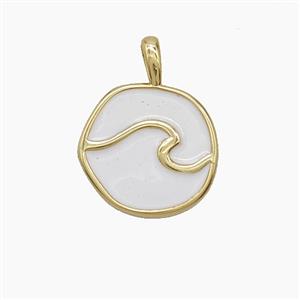 Enamel Copper Pendant, Gold Plated, approx 14mm