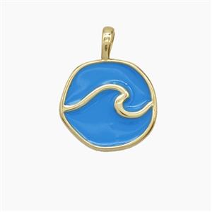 Enamel Copper Pendant, Gold Plated, approx 14mm