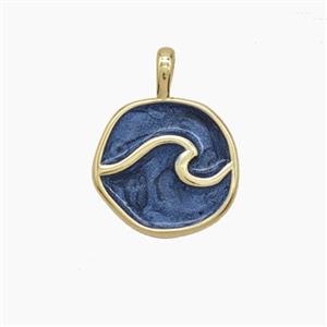 Enamel Copper Pendant, Gold Plated, approx 14mm
