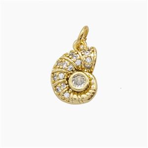 Copper Pendant Pave Zircon, Gold Plated, approx 10-13mm