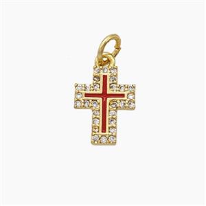 Copper Pendant Pave Zircon, Gold Plated, approx 9-11.5mm