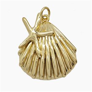 Copper Pendant Pave Zircon, Gold Plated, approx 21-22mm