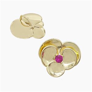 Copper Pendant Pave Zircon, Gold Plated, approx 27mm