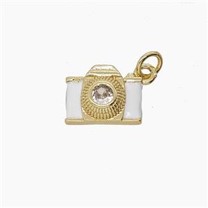 Enamel Copper Pendant Pave Zircon, Gold Plated, approx 9-12mm