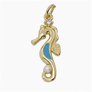 Enamel Copper Pendant Pave Zircon, Gold Plated, approx 9-20mm