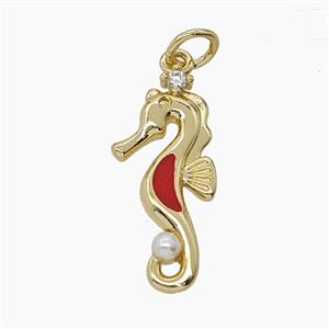 Enamel Copper Pendant Pave Zircon, Gold Plated, approx 9-20mm