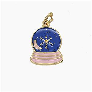 Enamel Copper Pendant Pave Zircon, Gold Plated, approx 10-13mm