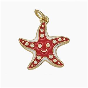 Enamel Copper Pendant Pave Zircon, Gold Plated, approx 17mm