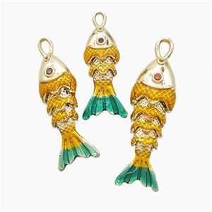 Enamel Copper Pendant Pave Zircon, Gold Plated, approx 10-40mm