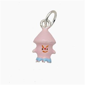 Enamel Copper Pendant, Silver Plated, approx 8-12mm