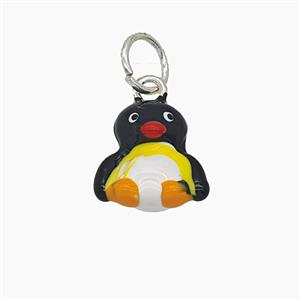 Enamel Copper Pendant, Silver Plated, approx 12-13mm