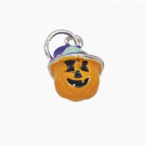 Enamel Copper Pendant, Silver Plated, approx 11-13mm