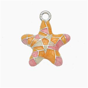 Enamel Copper Pendant, Silver Plated, approx 16.5mm