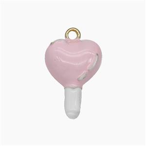 Enamel Copper Pendant, Gold Plated, approx 11-15mm