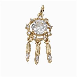Copper Bead Pave Zircon, Gold Plated, approx 2-10mm, 14mm
