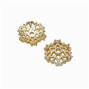 Copper Bead Pave Zircon, Gold Plated, approx 11mm