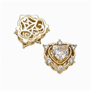 Copper Bead Pave Zircon, Gold Plated, approx 13mm